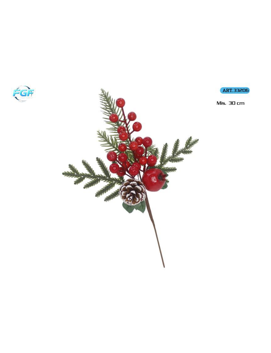 PICK C/BACCHE ROSSE+DECORAZIONI 30cm