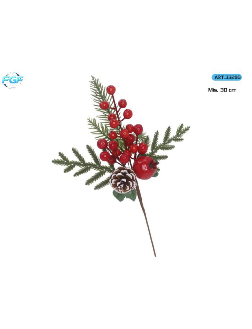 PICK C/BACCHE ROSSE+DECORAZIONI 30cm