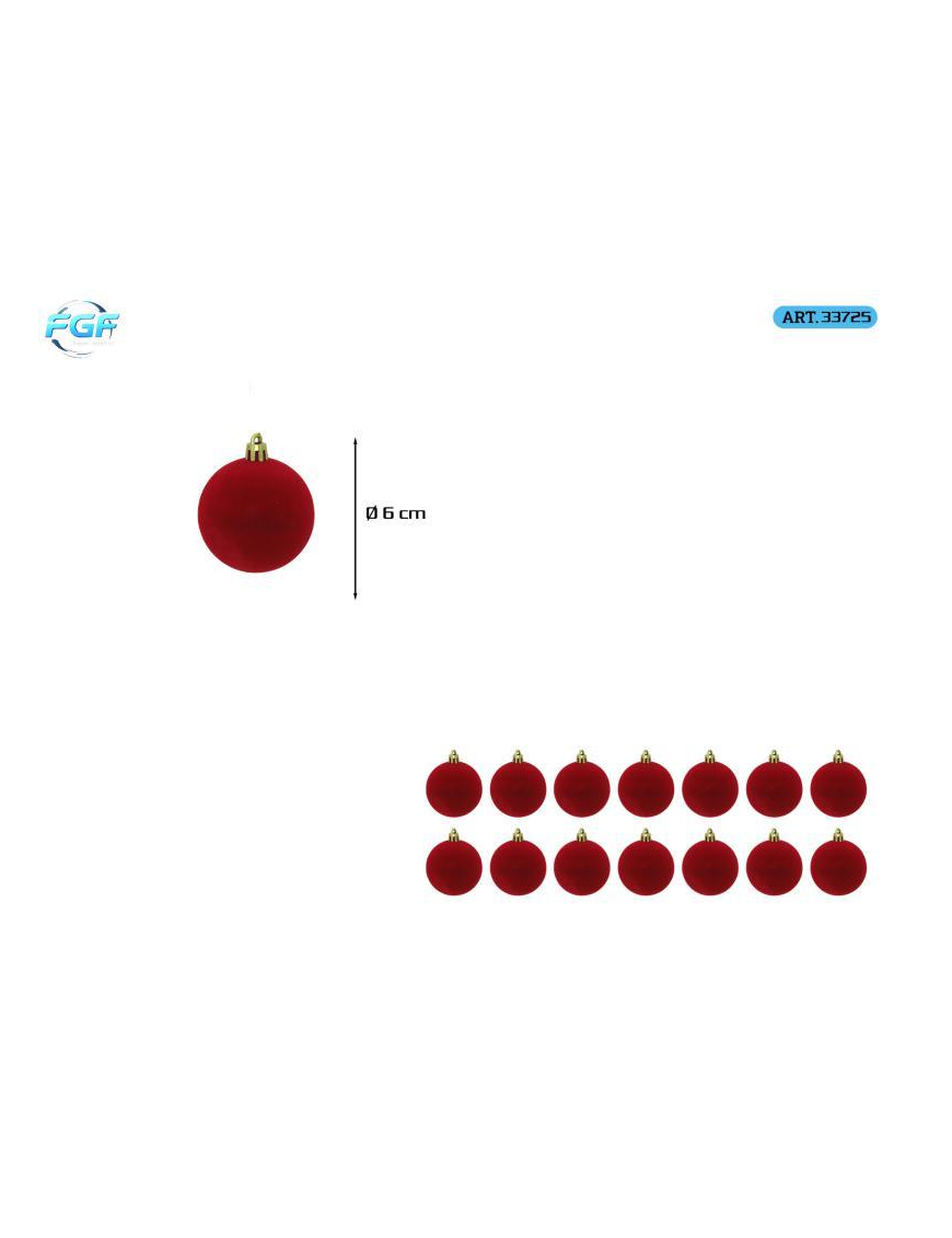 RED VELVET LINE SPHERES 6cm 14pcs