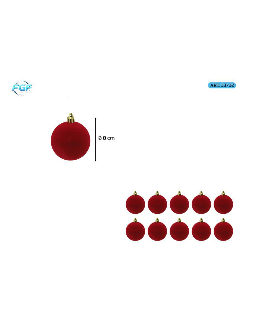 RED VELVET LINE SPHERES 8cm 10pcs