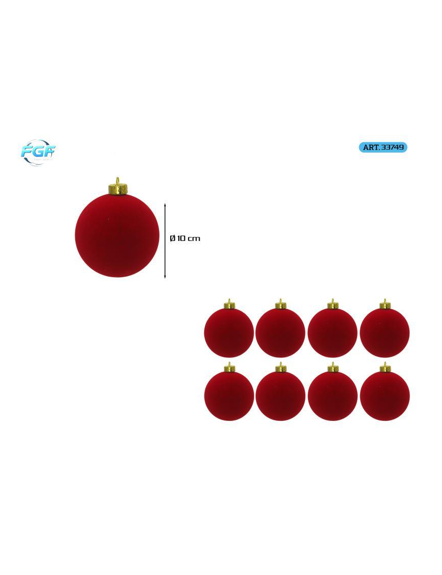 LINEA VELLUTO ROSSO  SFERE  10cm 8pz