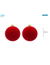 RED VELVET LINE SPHERES 15cm 2pcs