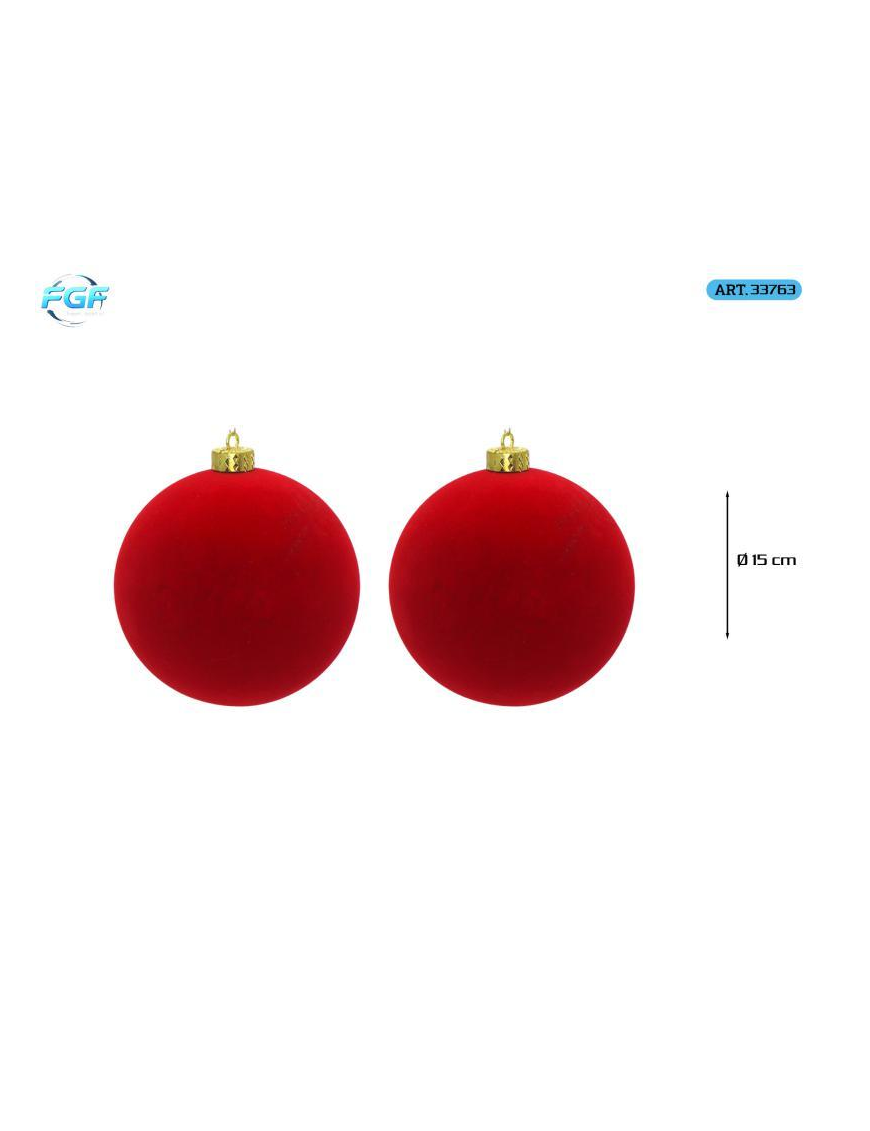 LINEA VELLUTO ROSSO  SFERE  15cm 2pz