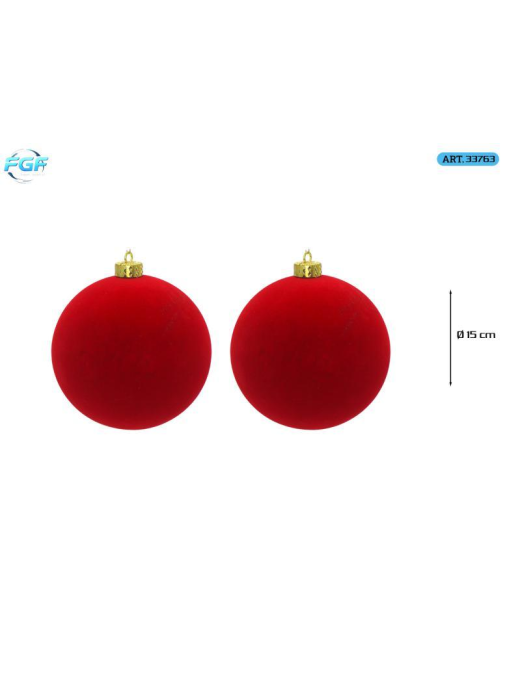 LINEA VELLUTO ROSSO  SFERE  15cm 2pz