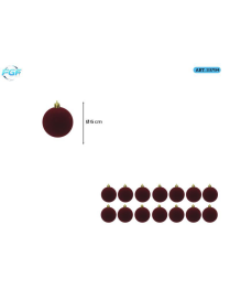 LINEA VELLUTO ROSSO SCURO  SFERE   6cm 14pz