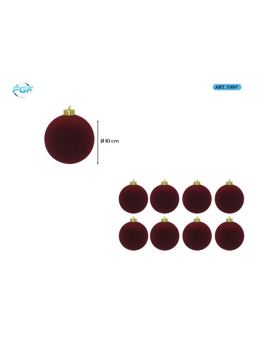 LINEA VELLUTO ROSSO SCURO  SFERE  10cm 8pz