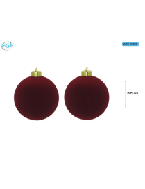 VELVET LINE DARK RED SPHERES 15cm 2pcs