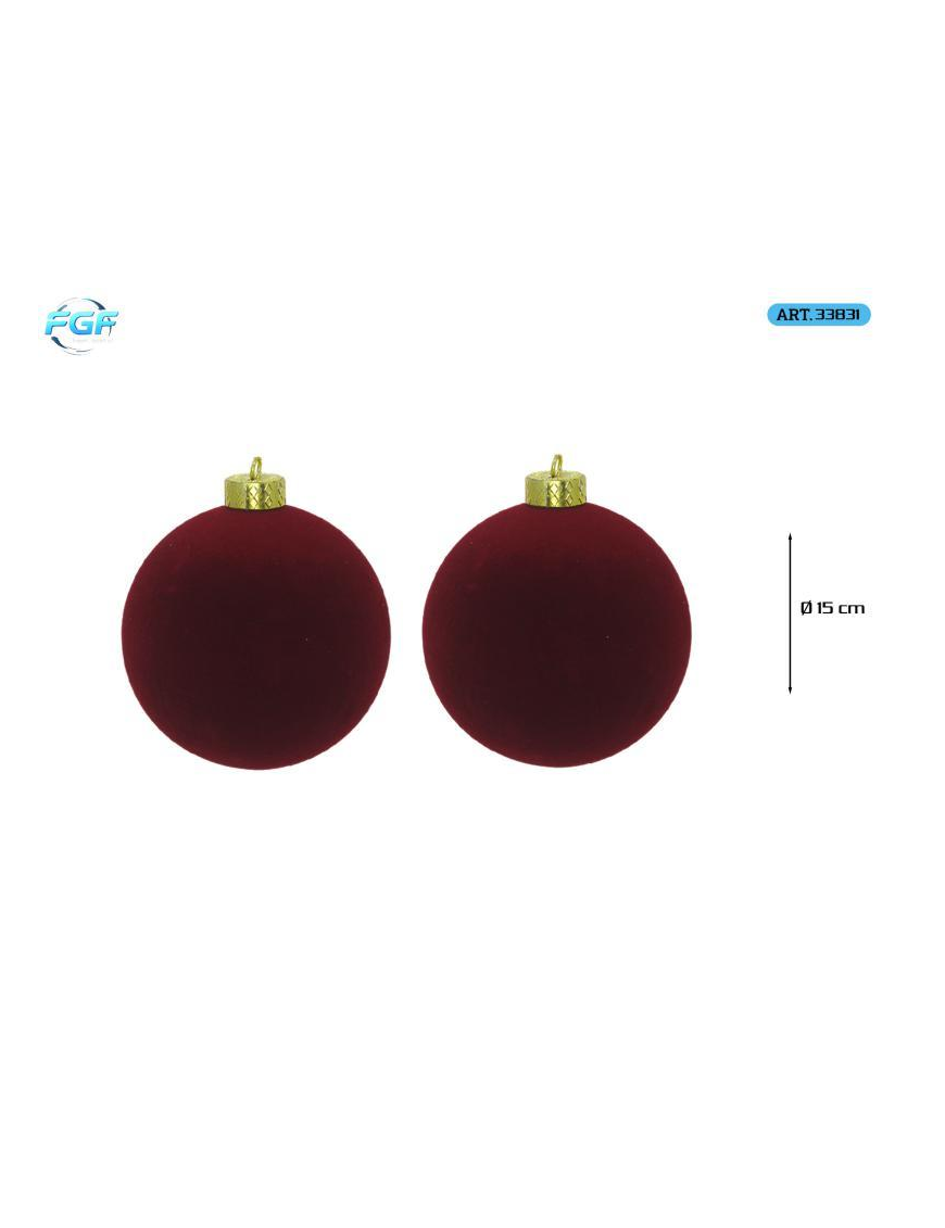 LINEA VELLUTO ROSSO SCURO  SFERE  15cm 2pz