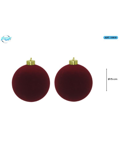 LINEA VELLUTO ROSSO SCURO  SFERE  15cm 2pz
