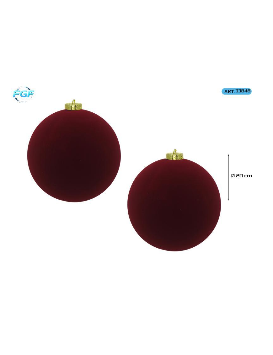 VELVET LINE DARK RED SPHERES 20cm 2pcs