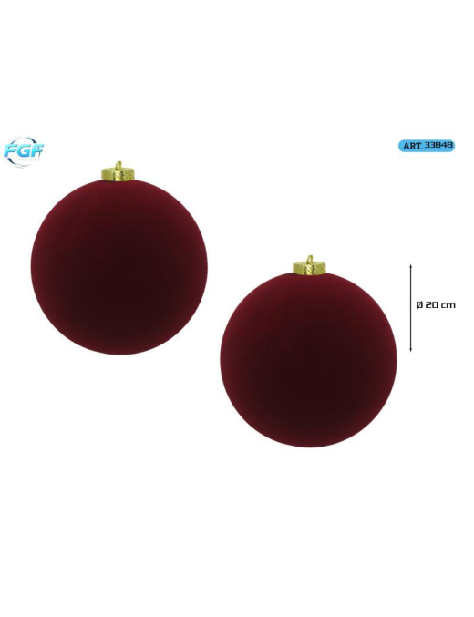 VELVET LINE DARK RED SPHERES 20cm 2pcs