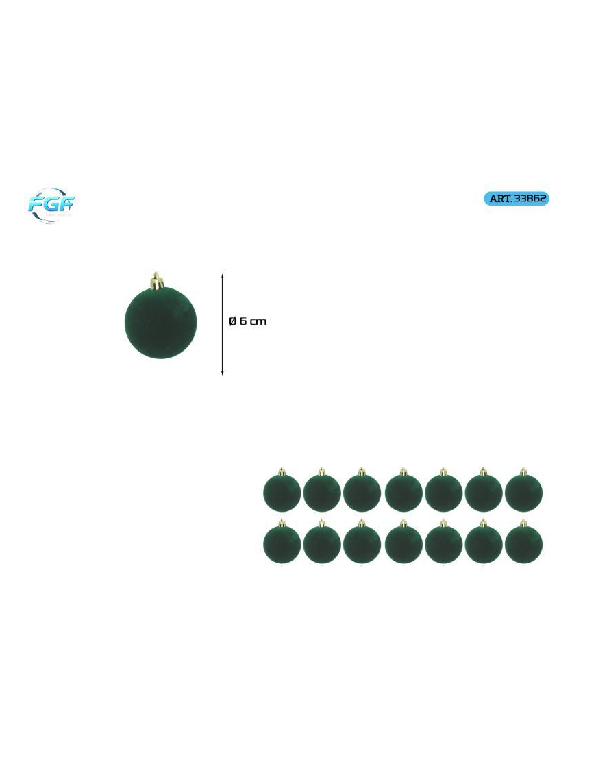 LINEA VELLUTO VERDE SFERE   6cm 14pz