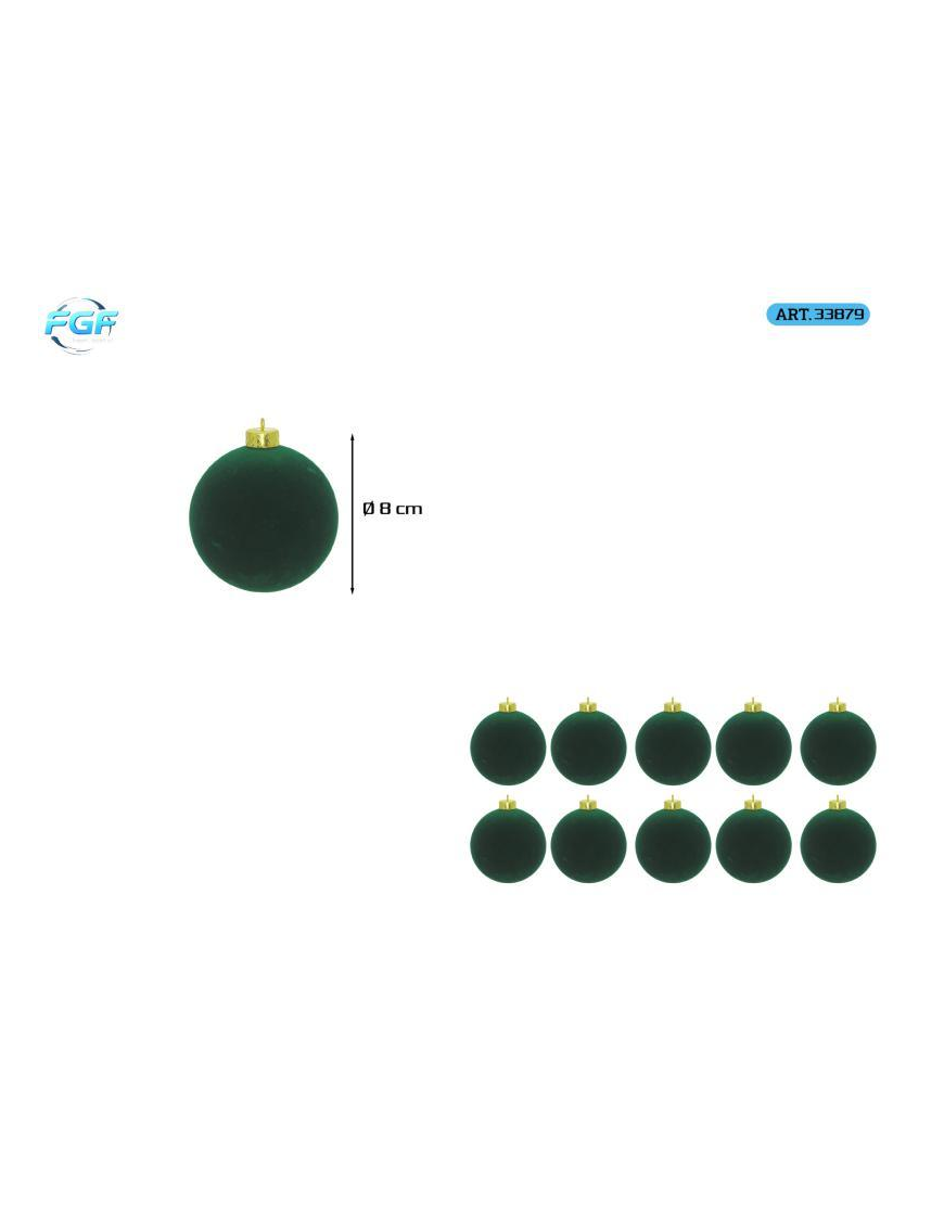 GREEN VELVET LINE SPHERES 8cm 10pcs