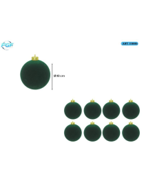 GREEN VELVET LINE SPHERES 10cm 8pcs