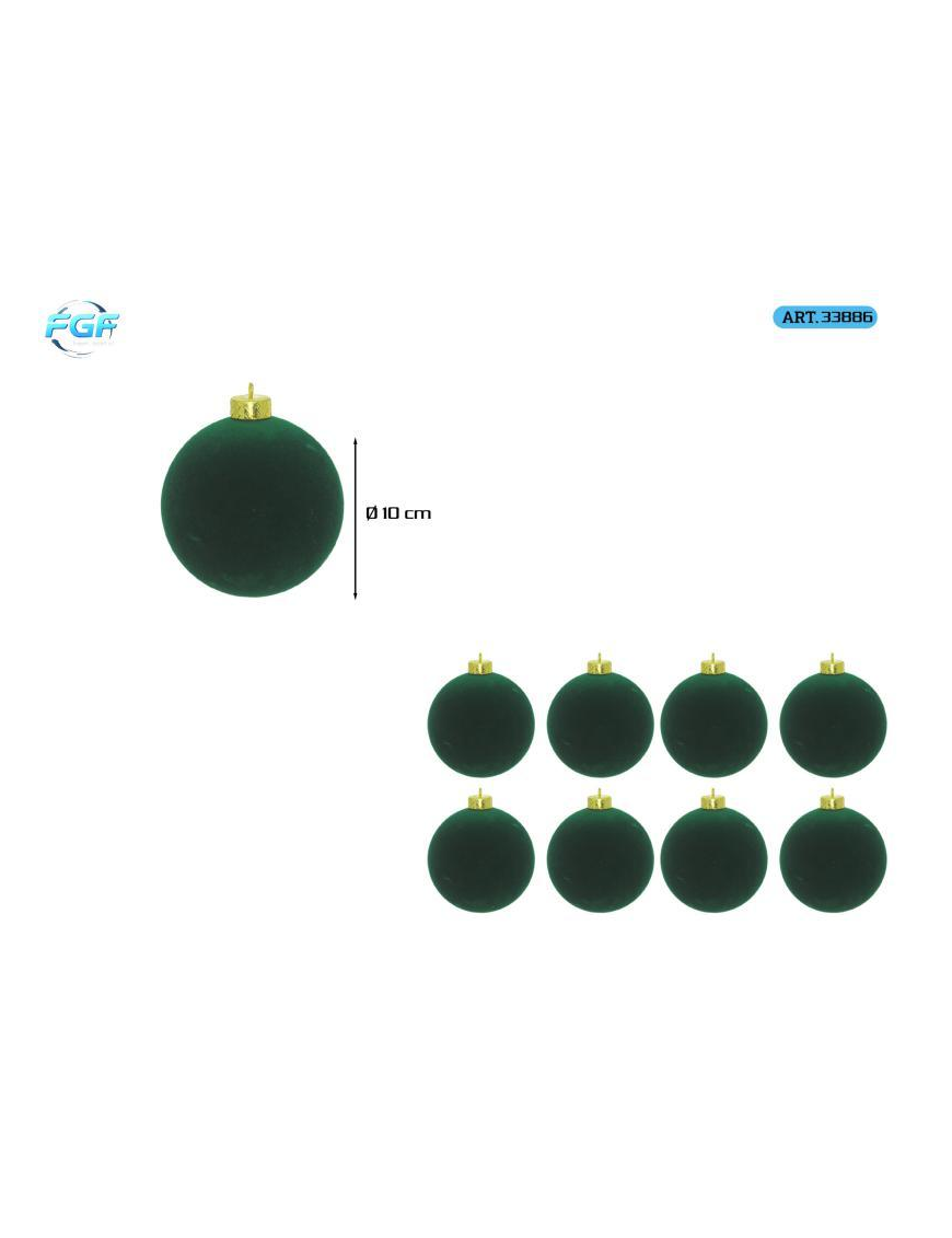 GREEN VELVET LINE SPHERES 10cm 8pcs