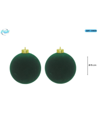 GREEN VELVET LINE SPHERES 15cm 2pcs