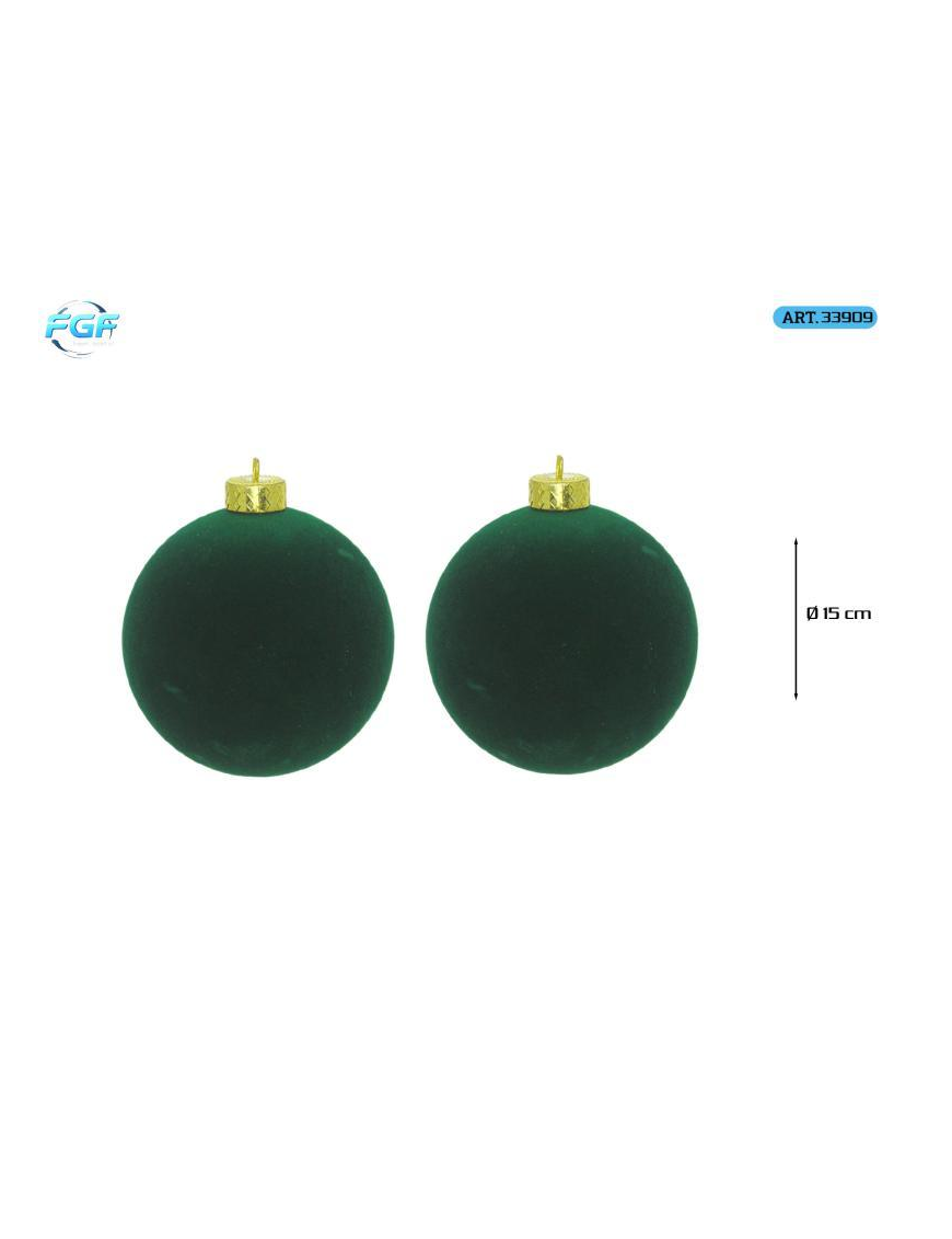 GREEN VELVET LINE SPHERES 15cm 2pcs