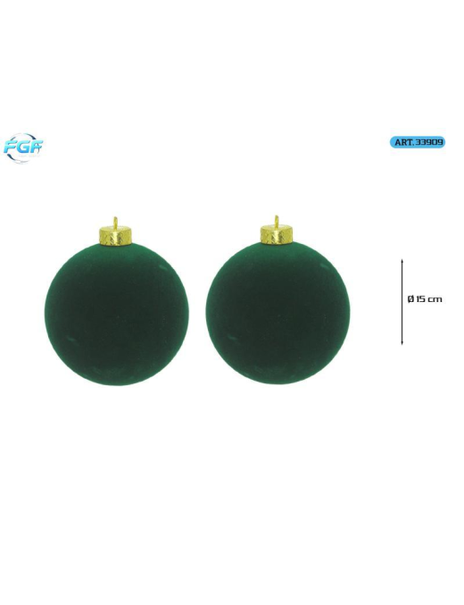 LINEA VELLUTO VERDE SFERE  15cm 2pz