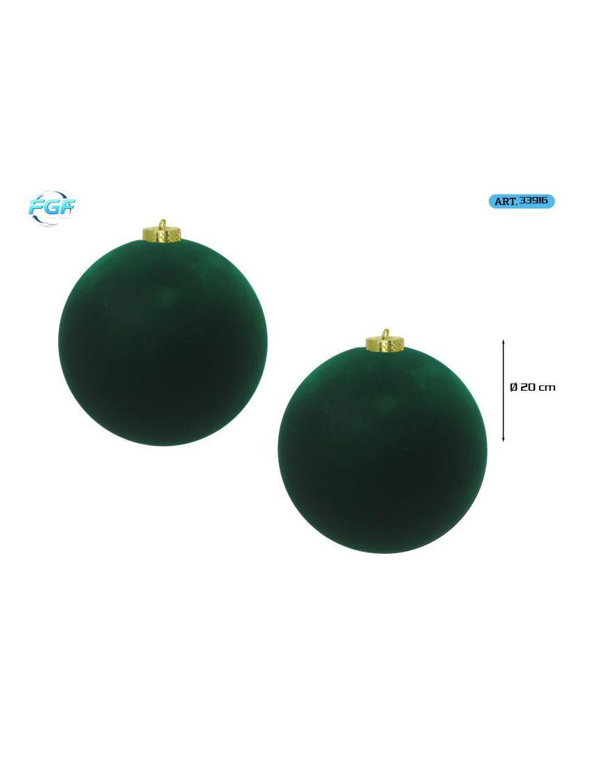 LINEA VELLUTO VERDE SFERE  20cm 2pz