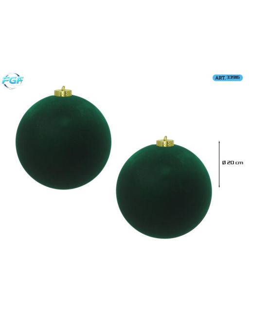 LINEA VELLUTO VERDE SFERE  20cm 2pz