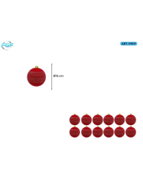 RED VELVET LINE WITH BALL DESIGN 6cm 12pcs