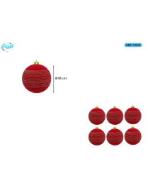 LINEA VELLUTO ROSSO CON DISEGNO  SFERE 10cm 6pz