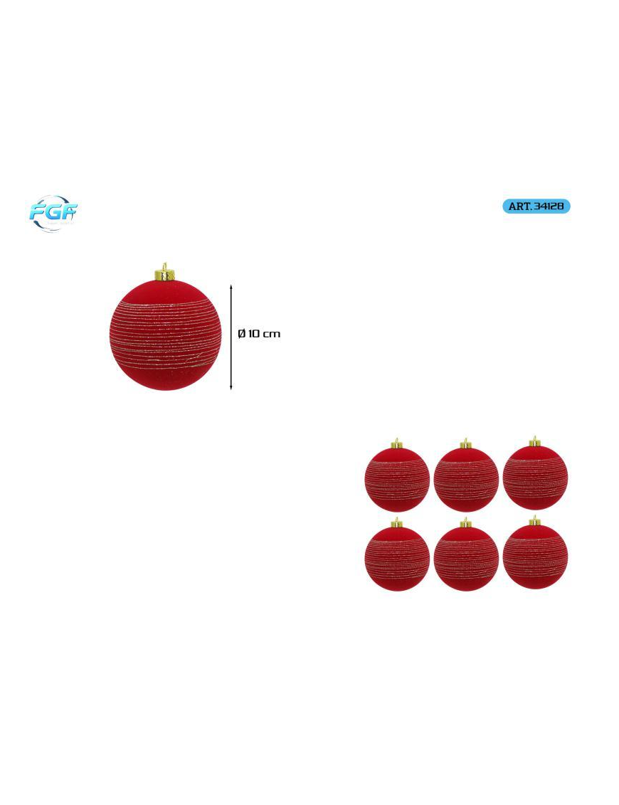 RED VELVET LINE WITH BALL DESIGN 10cm 6pcs