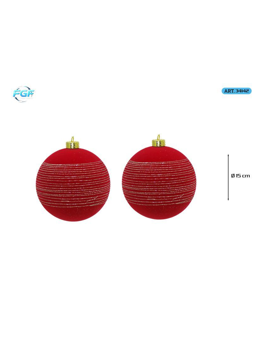 LINEA VELLUTO ROSSO CON DISEGNO  SFERE 15cm 2pz