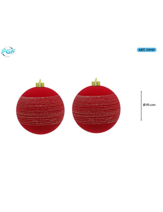 LINEA VELLUTO ROSSO CON DISEGNO  SFERE 15cm 2pz