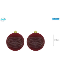 DARK RED VELVET LINE WITH SPHERES DESIGN 15cm 2pcs