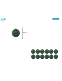 Green Velvet Line with 6cm Ball Design, 12pcs