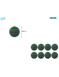 Green Velvet Line with 8cm Ball Design, 8pcs