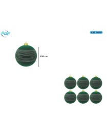LINEA VELLUTO VERDE CON DISEGNO  SFERE 10cm 6pz