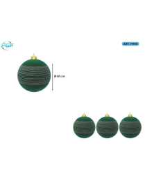 Green Velvet Line with Ball Design 12cm 3pcs