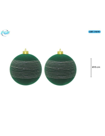 Green Velvet Line with Ball Design 15cm 2pcs
