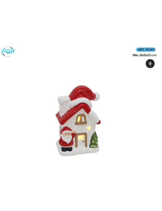 L.TERRAC.XMAS CASA C/BABBO  8x6x13 C/LED