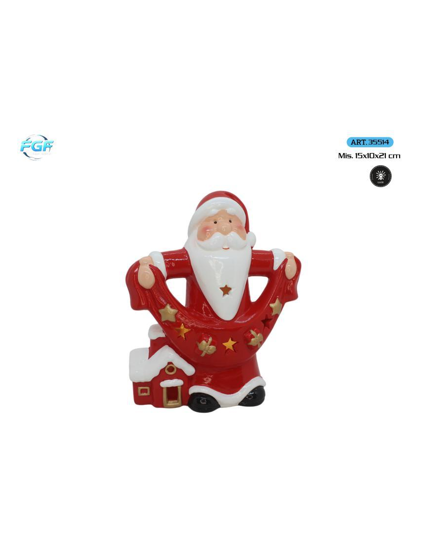 L.TERRAC.XMAS BABBO C/FESTONE 21cm C/LED