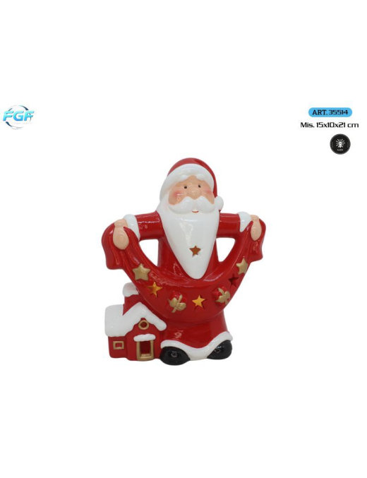 L.TERRAC.XMAS BABBO C/FESTONE 21cm C/LED