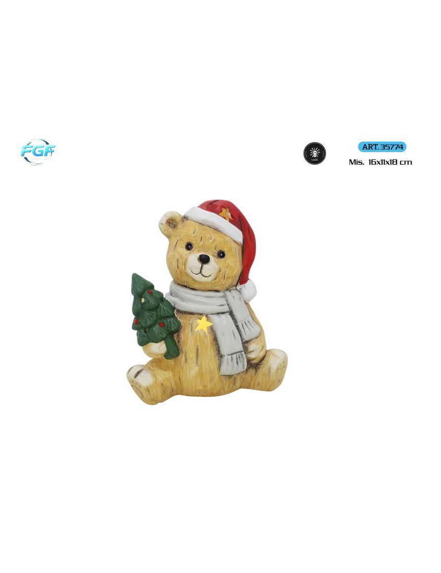 L.TERRAC.XMAS ORSETTO DEC. 18cm C/LED