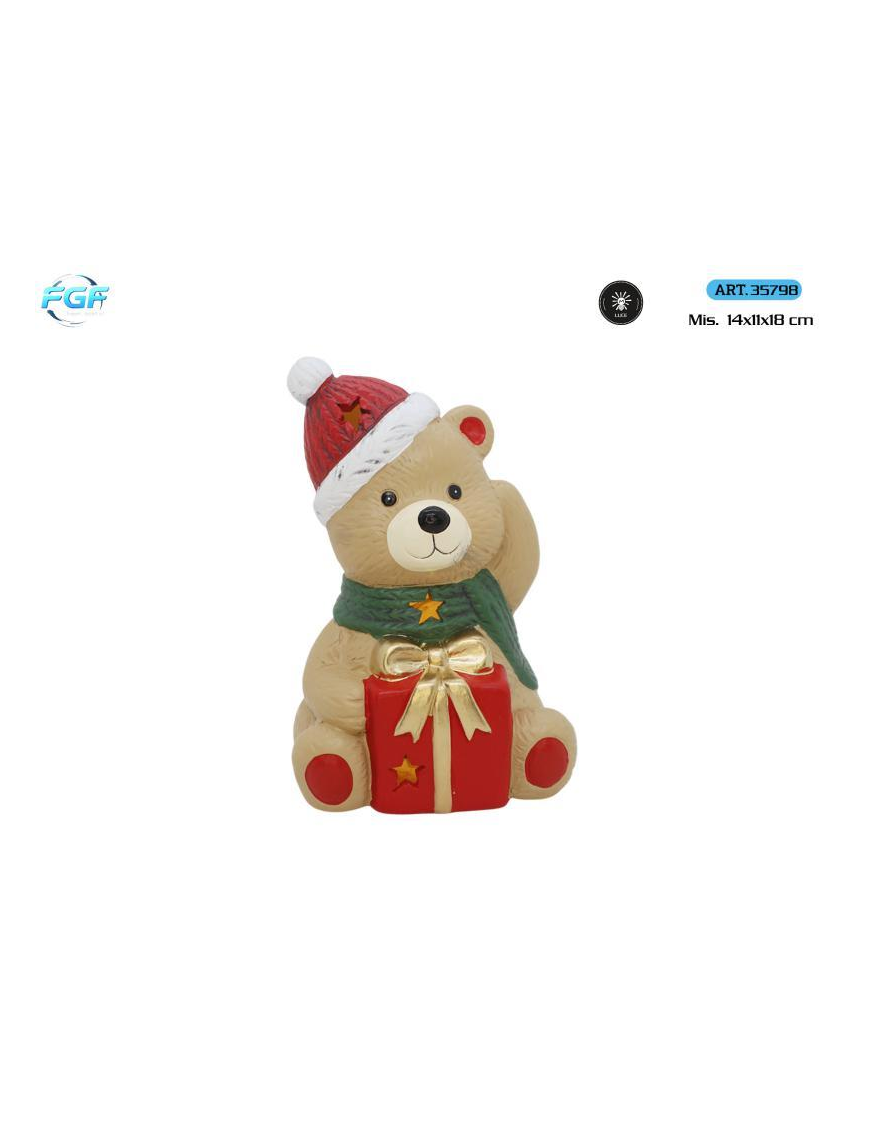L.TERRAC.XMAS ORSETTO DEC. 18cm C/LED
