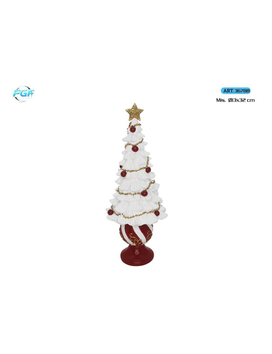 L.POLIRESINA ROSSO/BIANCO ALBERO 13x32cm