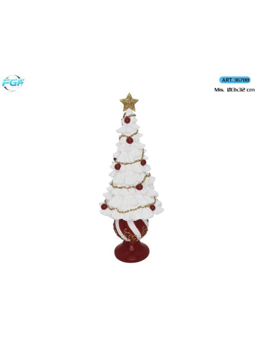 L.POLIRESINA ROSSO/BIANCO ALBERO 13x32cm