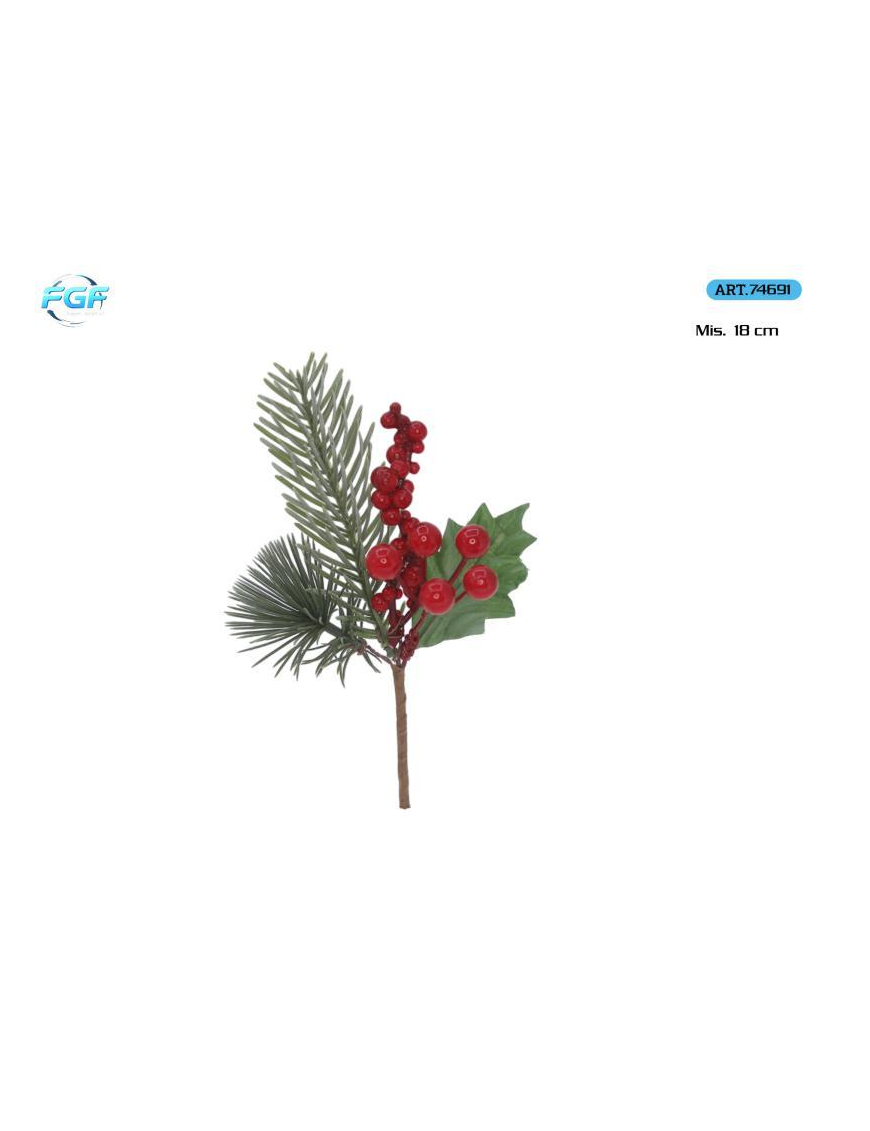 PICK C/BACCHE ROSSE+DECORAZIONI 18cm
