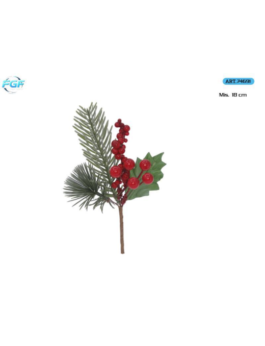 PICK C/BACCHE ROSSE+DECORAZIONI 18cm
