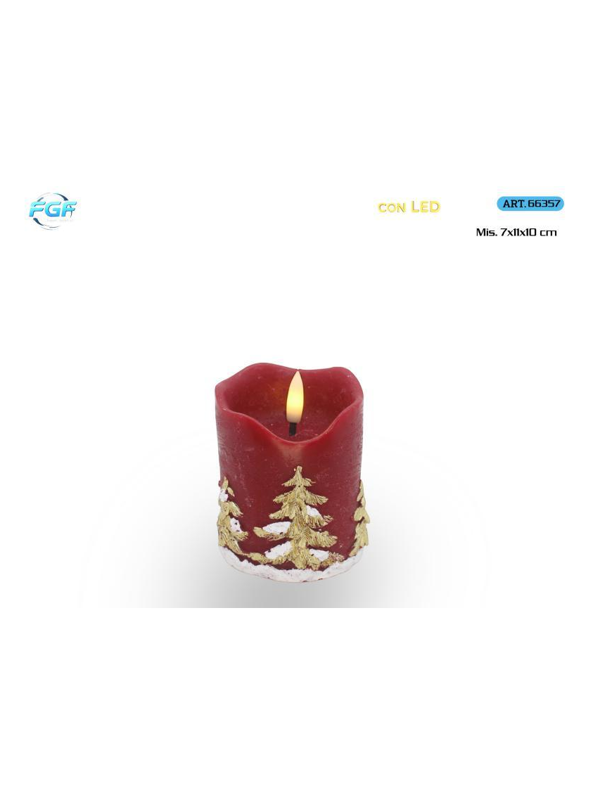 CANDELA PL. LUM. PILLAR ROSSO 10cm 66357