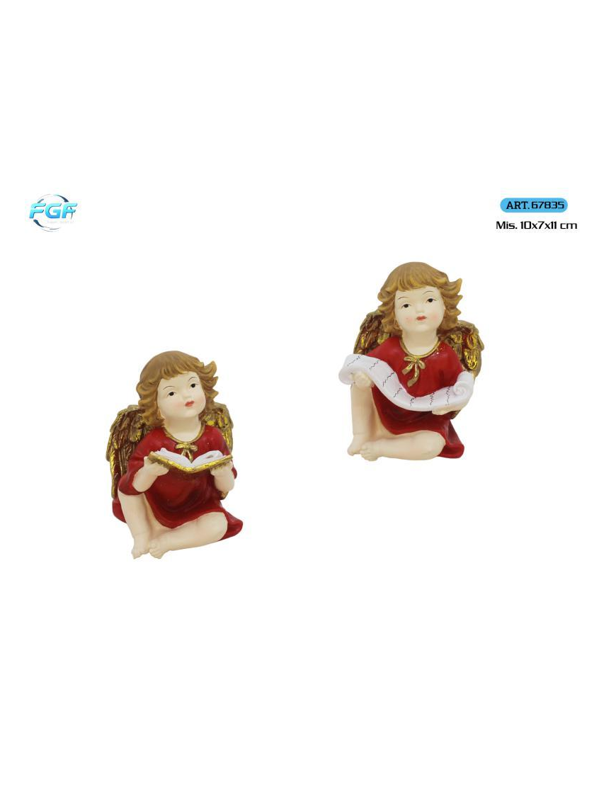 ANGELI POLIRESINA ROSSO 2pz 10x7x11