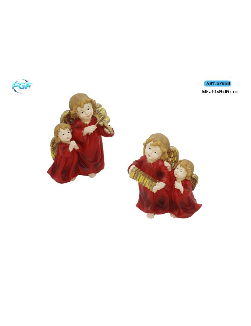 ANGELI POLIRESINA ROSSO 2pz 14x8x16