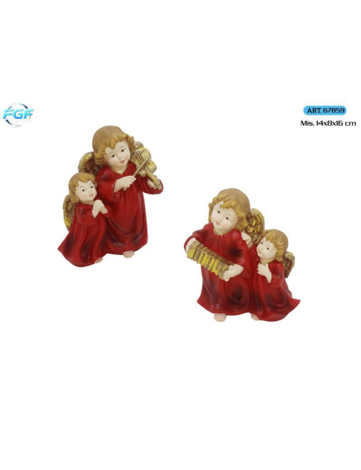 ANGELI POLIRESINA ROSSO 2pz 14x8x16