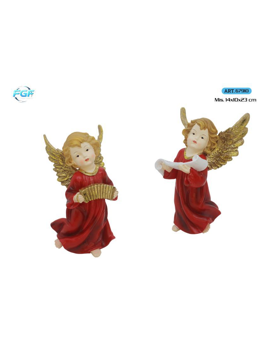 ANGELI POLIRESINA ROSSO 2pz 14x10x23