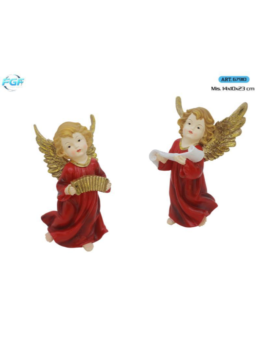 ANGELI POLIRESINA ROSSO 2pz 14x10x23